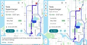 Tesla Supercharger Predicted Availability Now Available in Google Maps