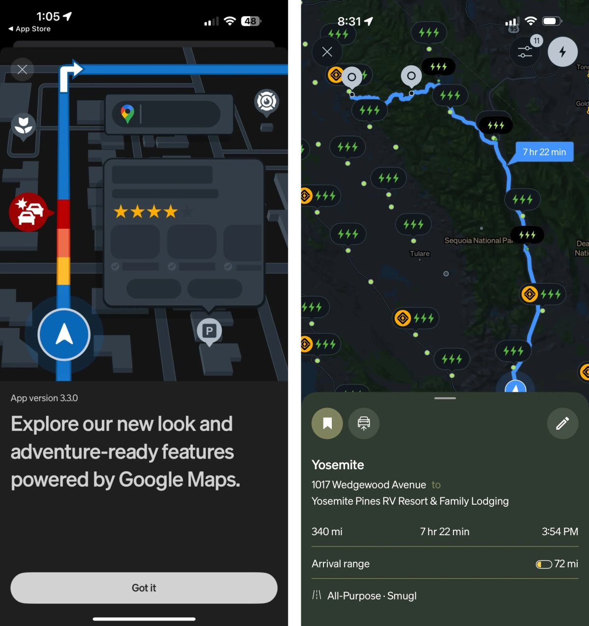 Tesla Google Maps feature in update 3.3.0