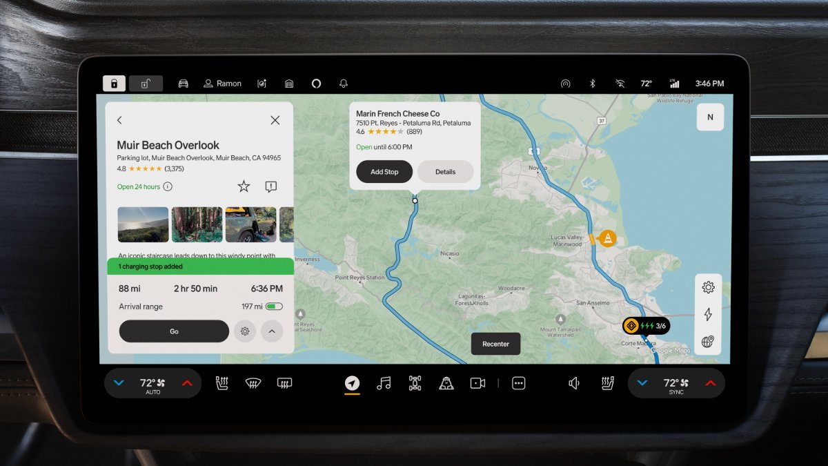 Tesla Rivian Navigation with Google Maps feature in update 2025.22.30